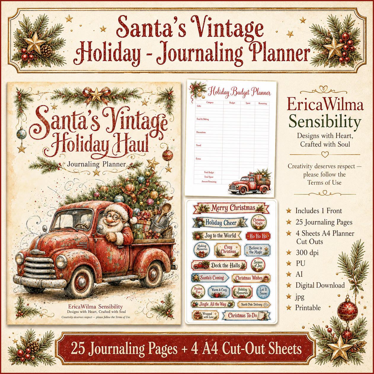 (image for) EW AI Santa's Vintage Holiday - Journaling Planner 2026